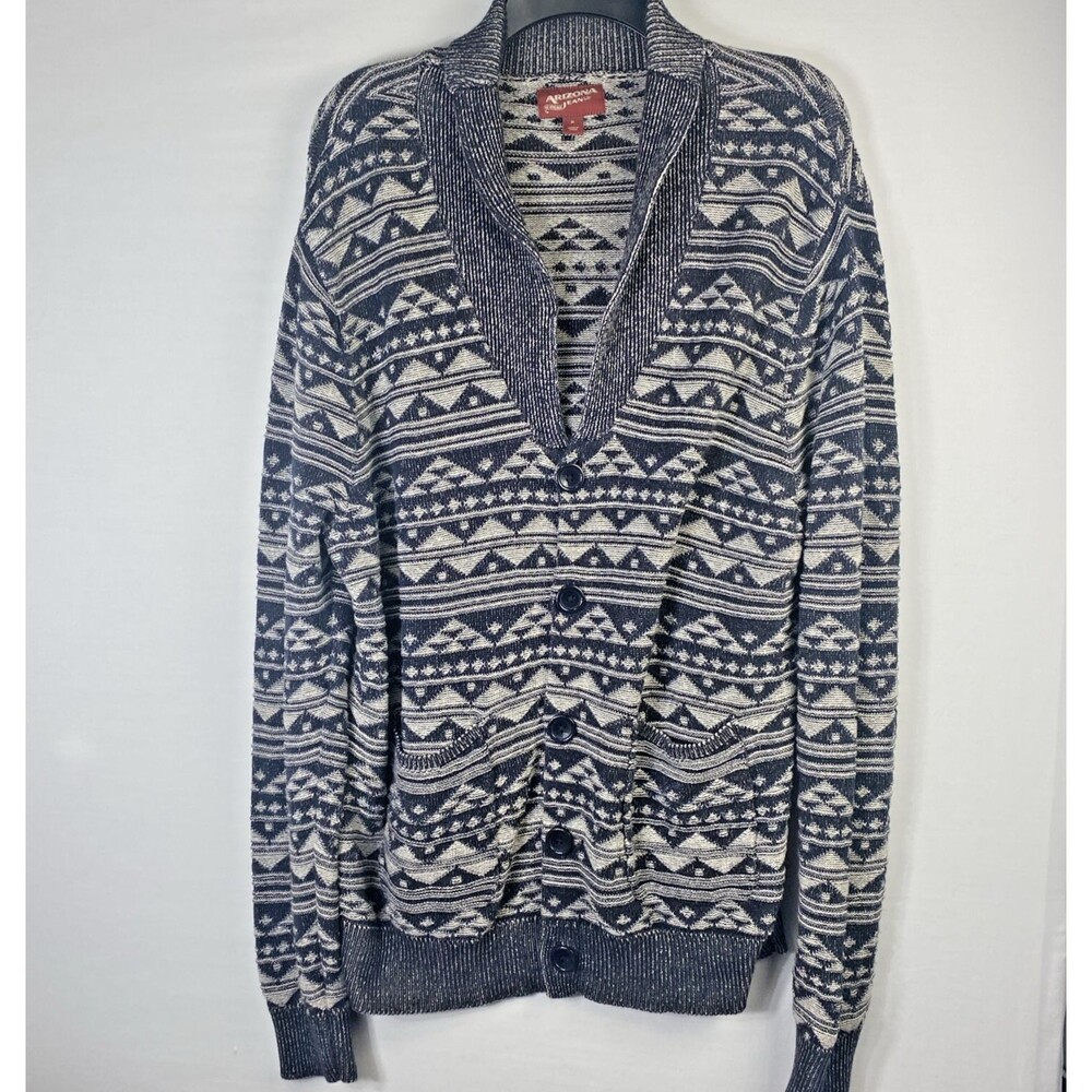 Arizona Jean Co Womens Size XL Cardigan Button Front Aztec Gray Sweater